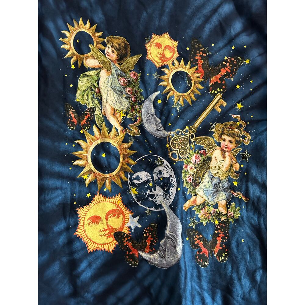 HOT TOPIC New Celestial Angels Sun Moon Tie Dye Graphic T-shirt Size M - Picture 2 of 4